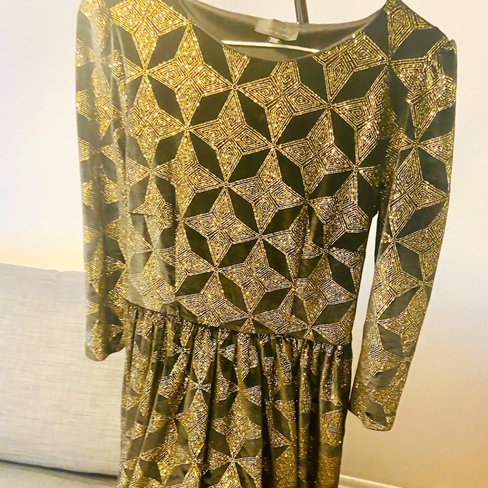 Black & Gold Star Print Dress from Topshop (Sz 6) - Picture 2 of 3